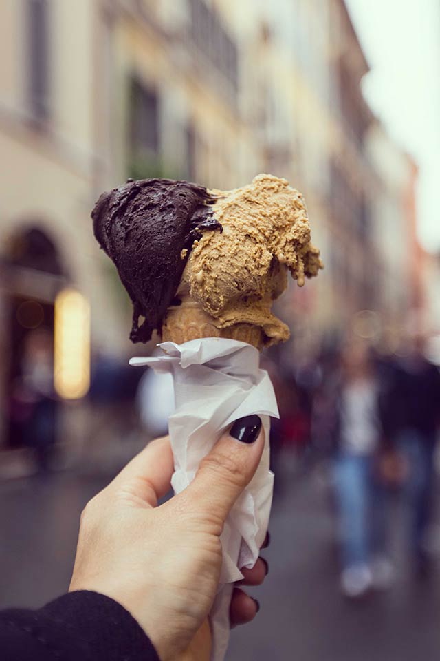 Gelato is creamy and luxurious texture is in part due to it containing less air