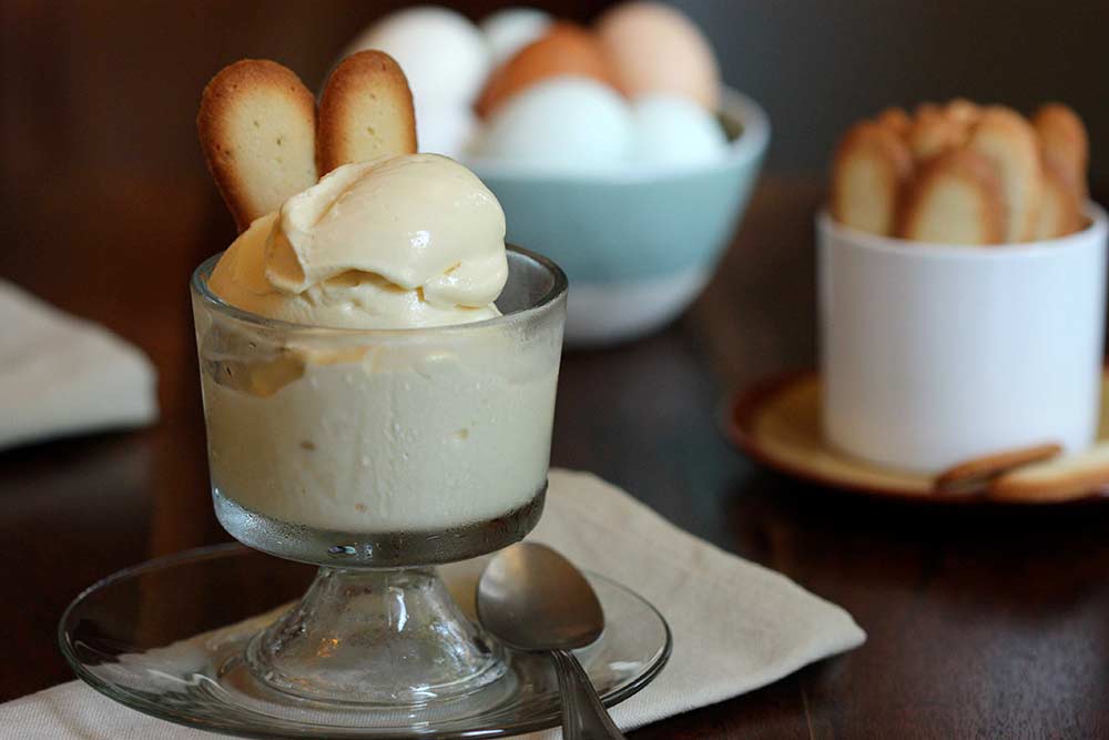 Gelato alla Crema Served with Lingue di Gatto Biscotti