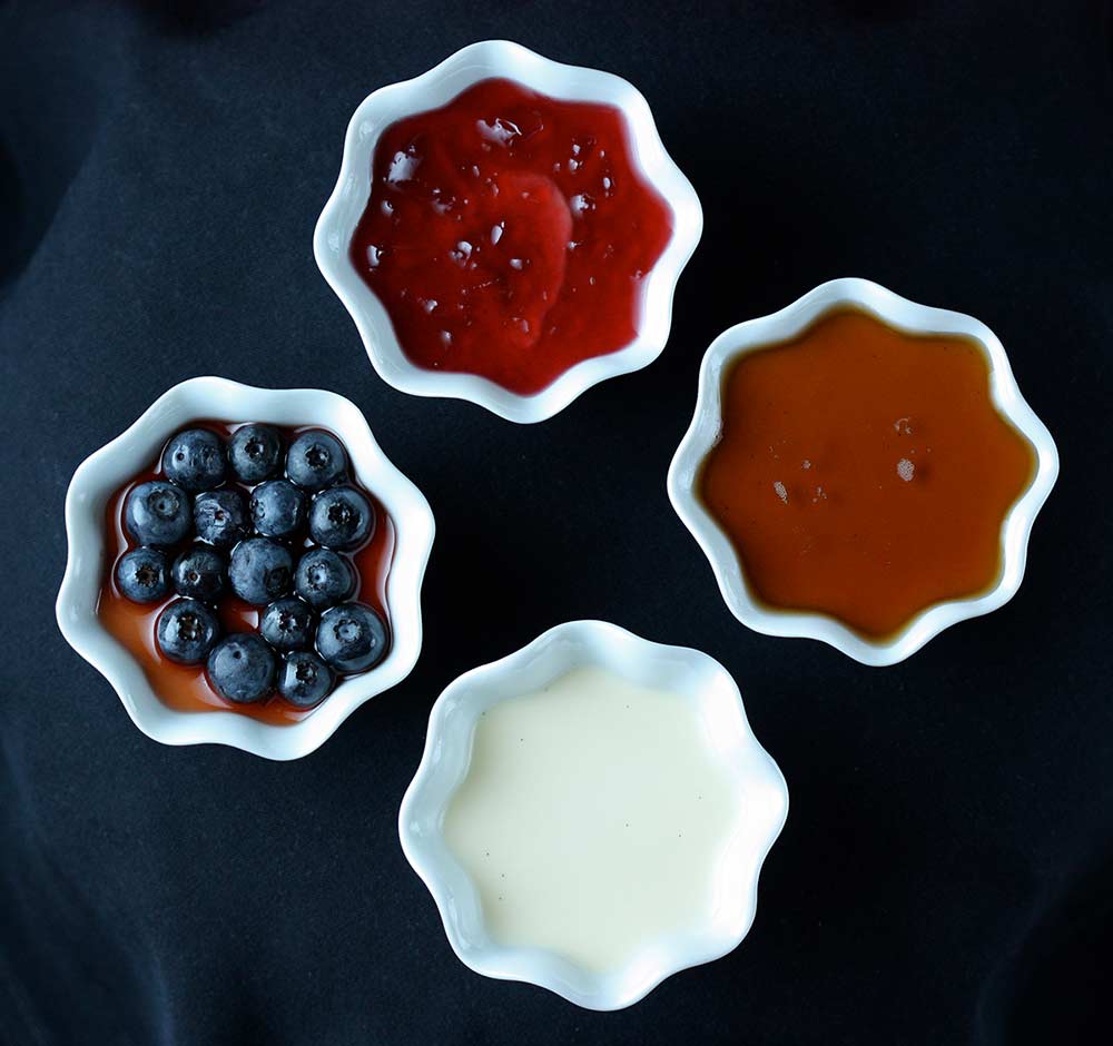 Panna Cotta serving instructions with different toppings