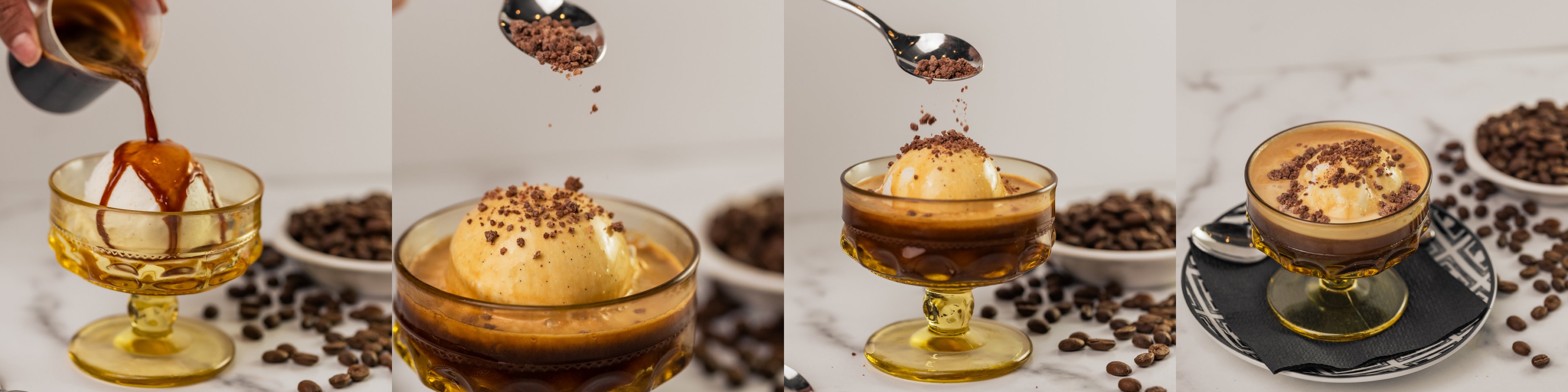 A Botolino affogato in the making, captured in four moments